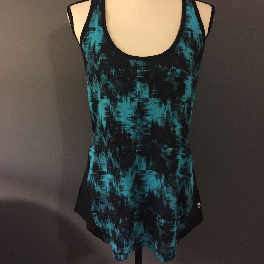 Energy Zone Black/Teal Athletic Racerback Tank